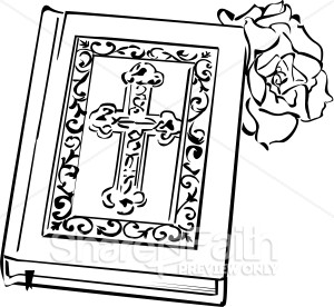 Ornate Bible With A Rose   Bible Clipart
