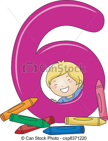 Vector Clipart Of Number Kid 6   Illustration Of A Kid Checking Out