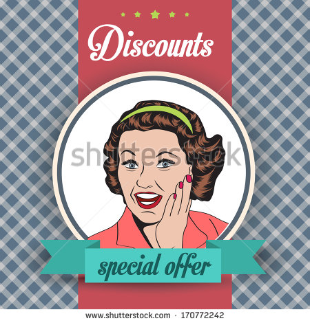 Happy Woman With Message Commercial Retro Clipart Illustration
