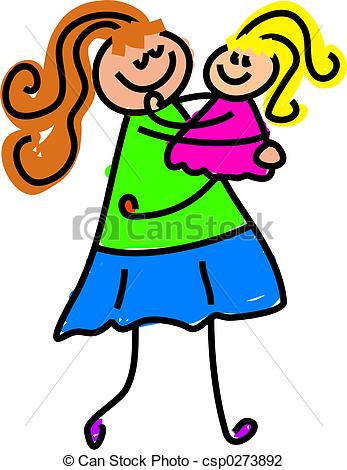 Clip Art Of My Mum   Little Girl Being Picked Up By Mother   Toddler