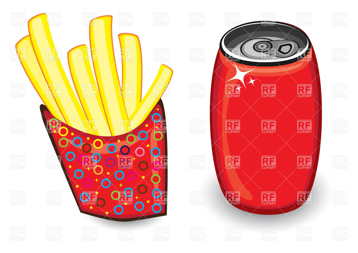 French Fries And Red Soda Can Download Royalty Free Vector Clipart
