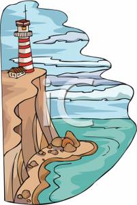 Lighthouse On A Cliff Clipart Image