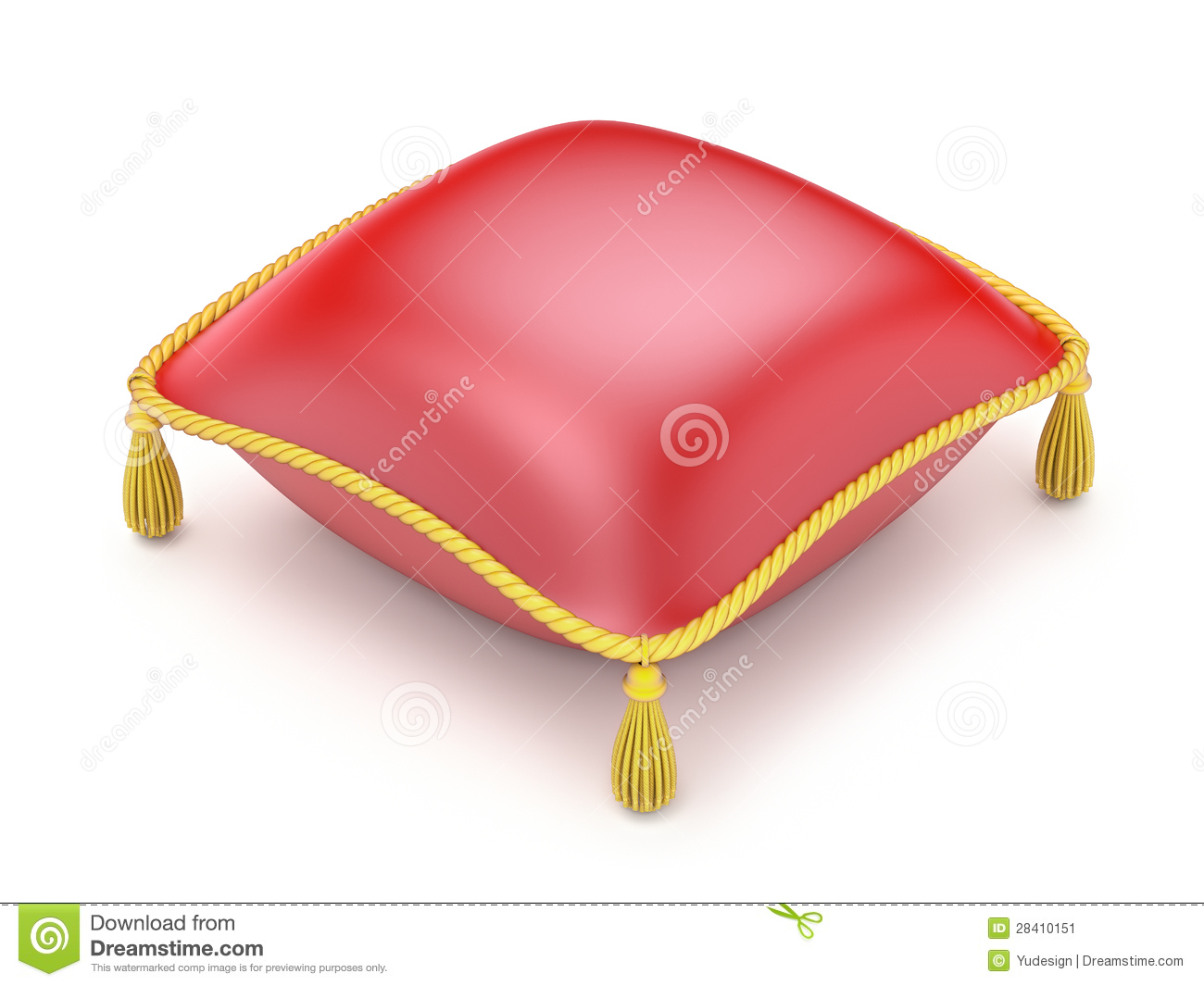 Red Pillow Over White Background   3d Illustration