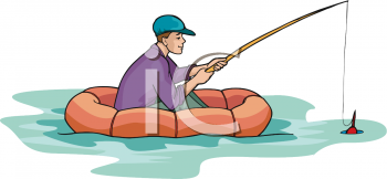 This Man Fishing From An Inflatable Raft Clipart Image Can Be