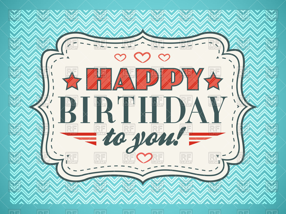 Birthday Card In Vintage Style Download Royalty Free Vector Clipart
