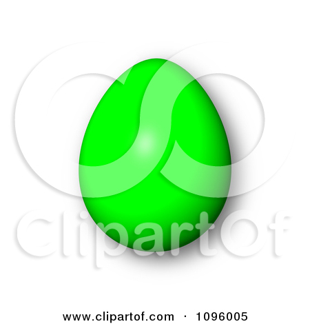 Clipart 3d Green Easter Egg And Shadow   Royalty Free Cgi Illustration