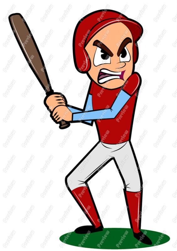 Mad Baseball Player Clip Art   Royalty Free Clipart   Vector Cartoon