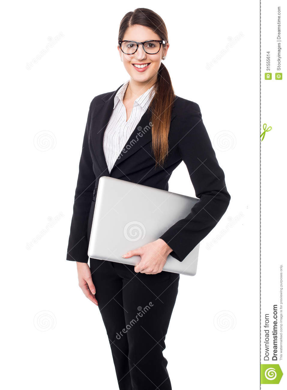 Confident Female Manager Holding Laptop Stock Images   Image  31555614