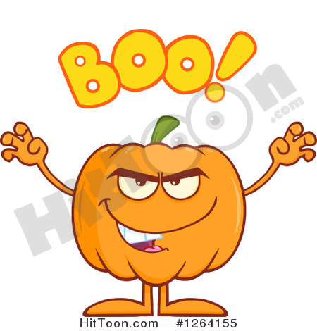 Scary Pumpkin Character With Boo Text  1264155