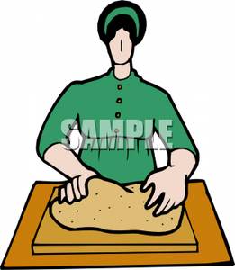 Woman Kneading Dough   Royalty Free Clipart Picture