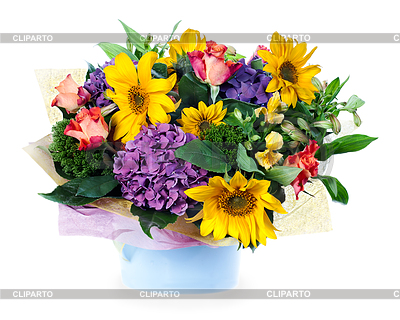 3873728 Colorful Floral Bouquet Of Roses Lilies Sunflower Jpg