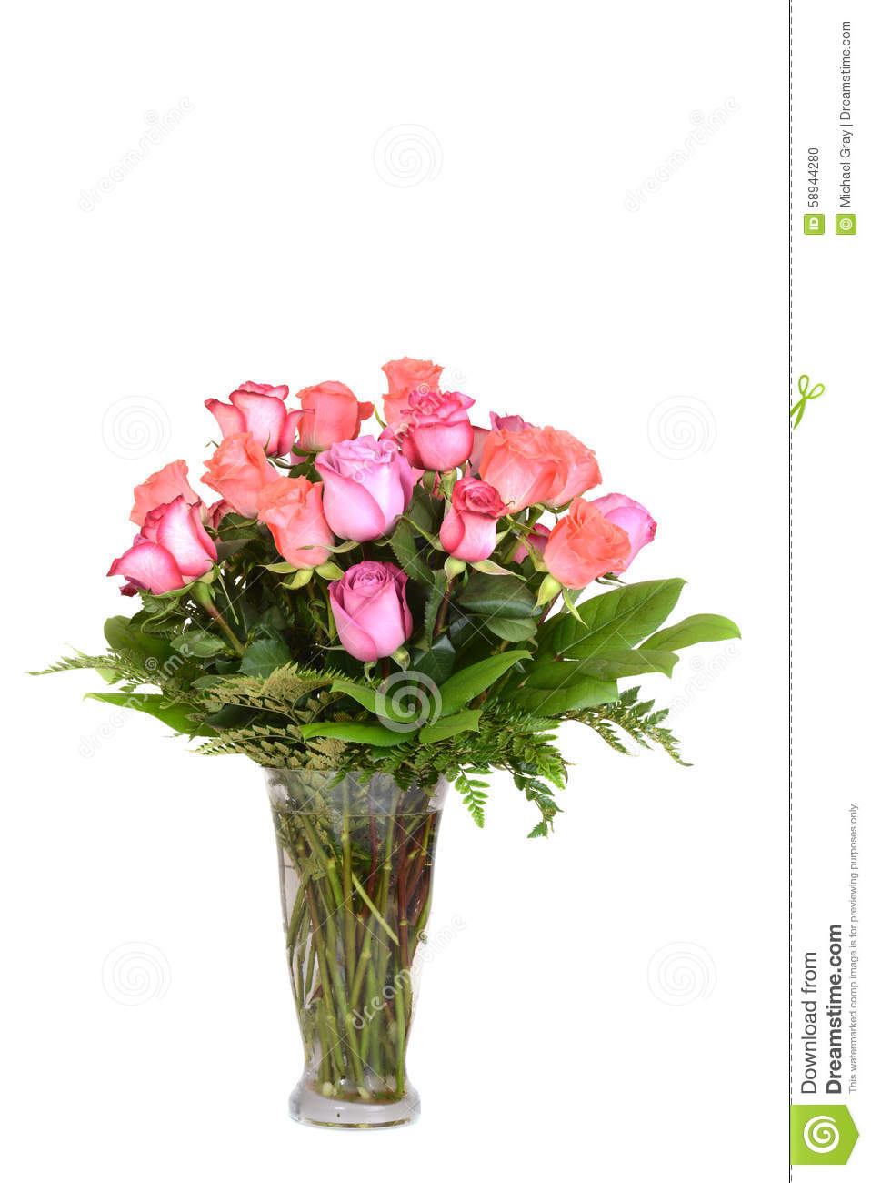 Bouquet Of Colorful Roses With White Background