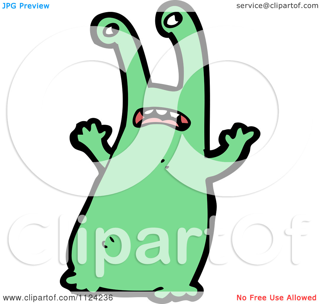 Fantasy Cartoon Of A Green Alien Or Monster   Royalty Free Vector