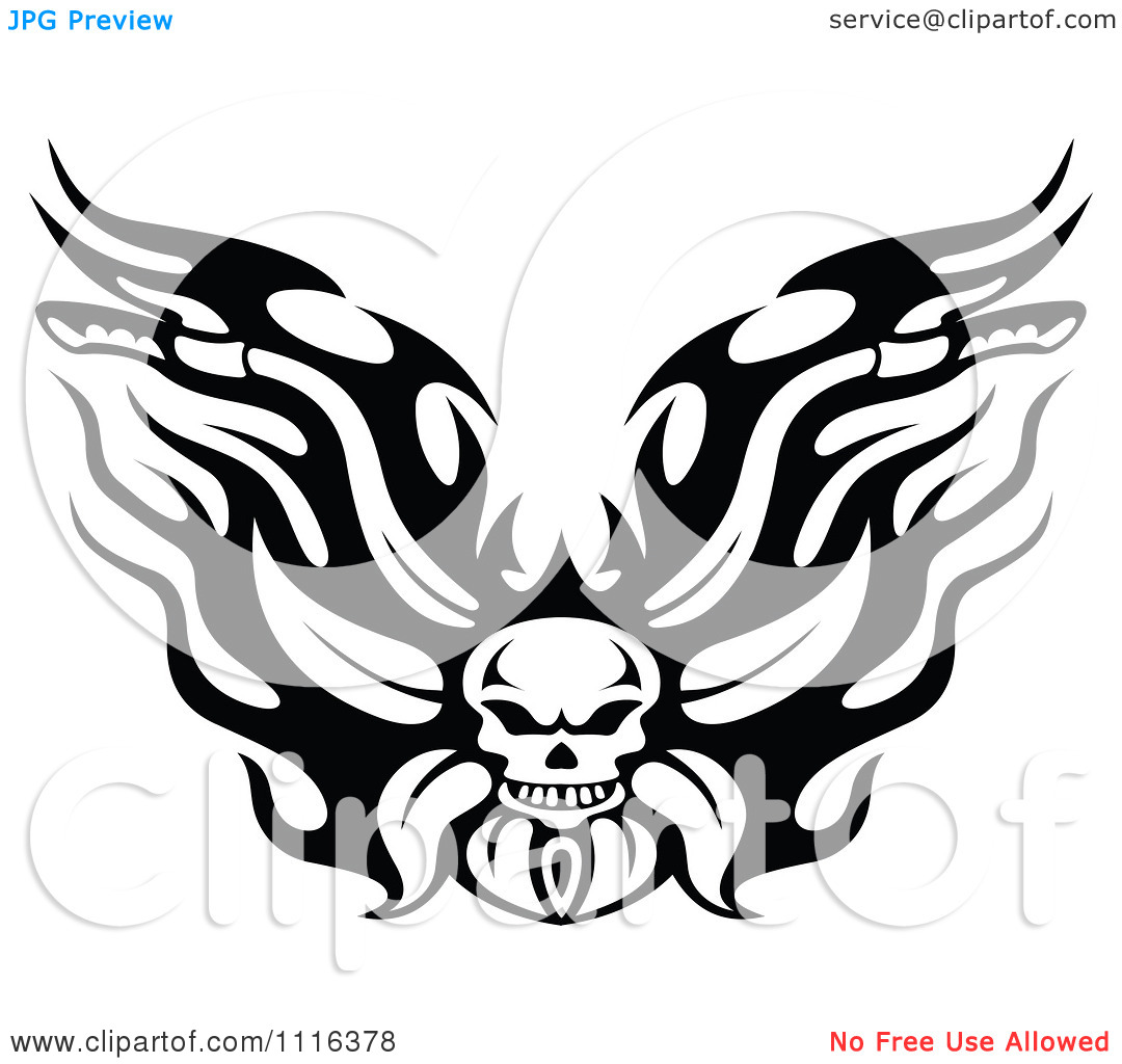 Motorcycle Clip Art Free Clipart Black And White Flaming Skull