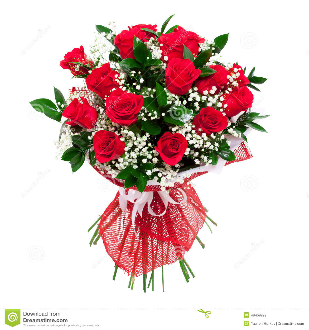 Red Roses Bouquet  Colorful And Bright  Isolated On White Background