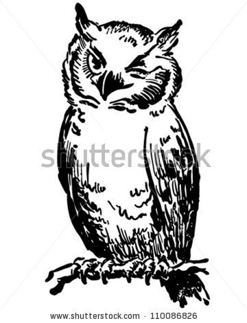 Winking Owl   Retro Clipart Illustration By Retroclipart Via