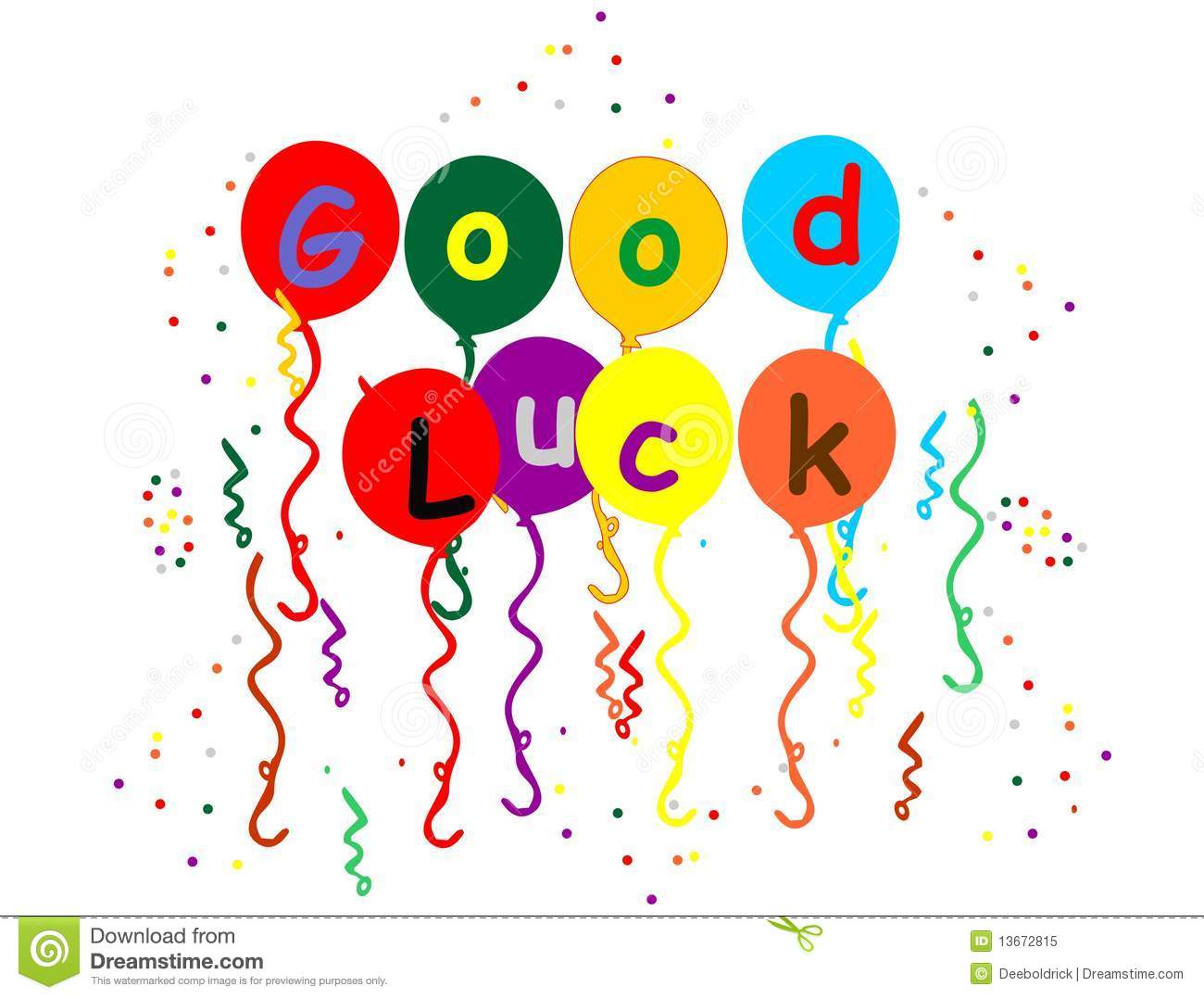 Multiple Coloured Balloons Wishing You Good Luck With Streamer And