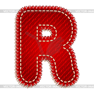 Red Textile Initial Letter R   Vector Clip Art