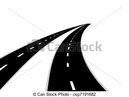 Clip Art Of Roads   Two Roads With A Dividing Strip Road Stretching