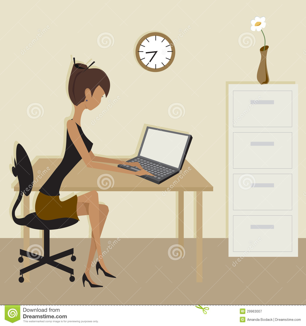 Simple Clip Art Office Scene Royalty Free Stock Photography   Image