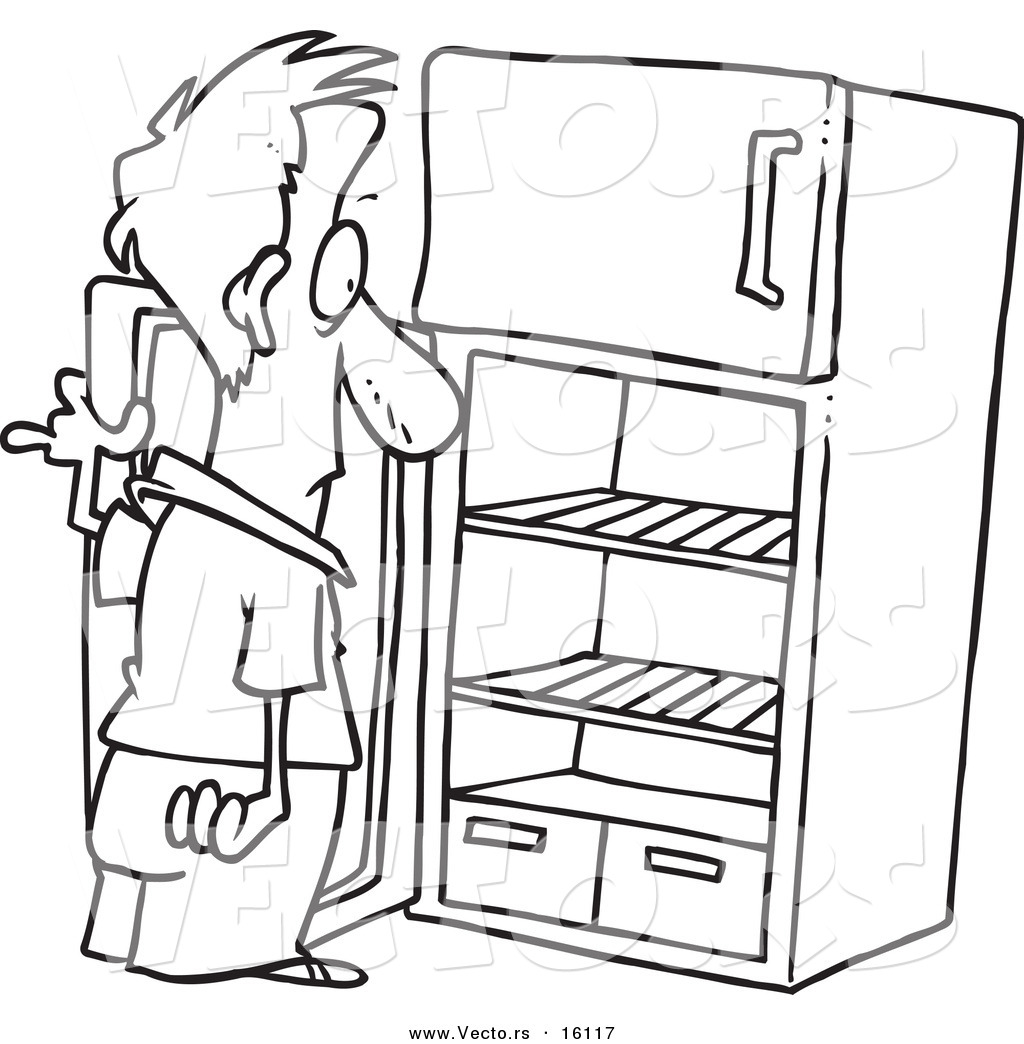 Refrigerator Clipart Vector Of A Cartoon Man Staring In An Empty