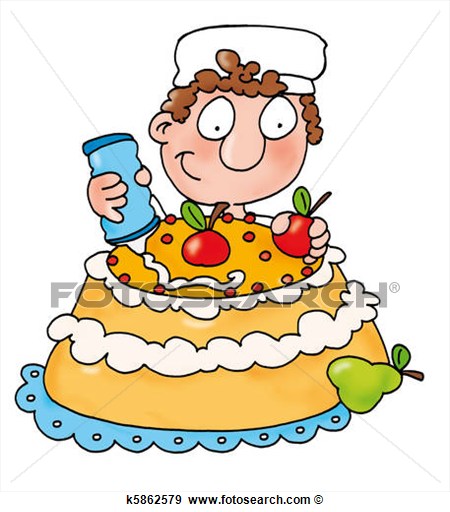 Pastry Chef Makes Cake  Fotosearch   Search Vector Clipart