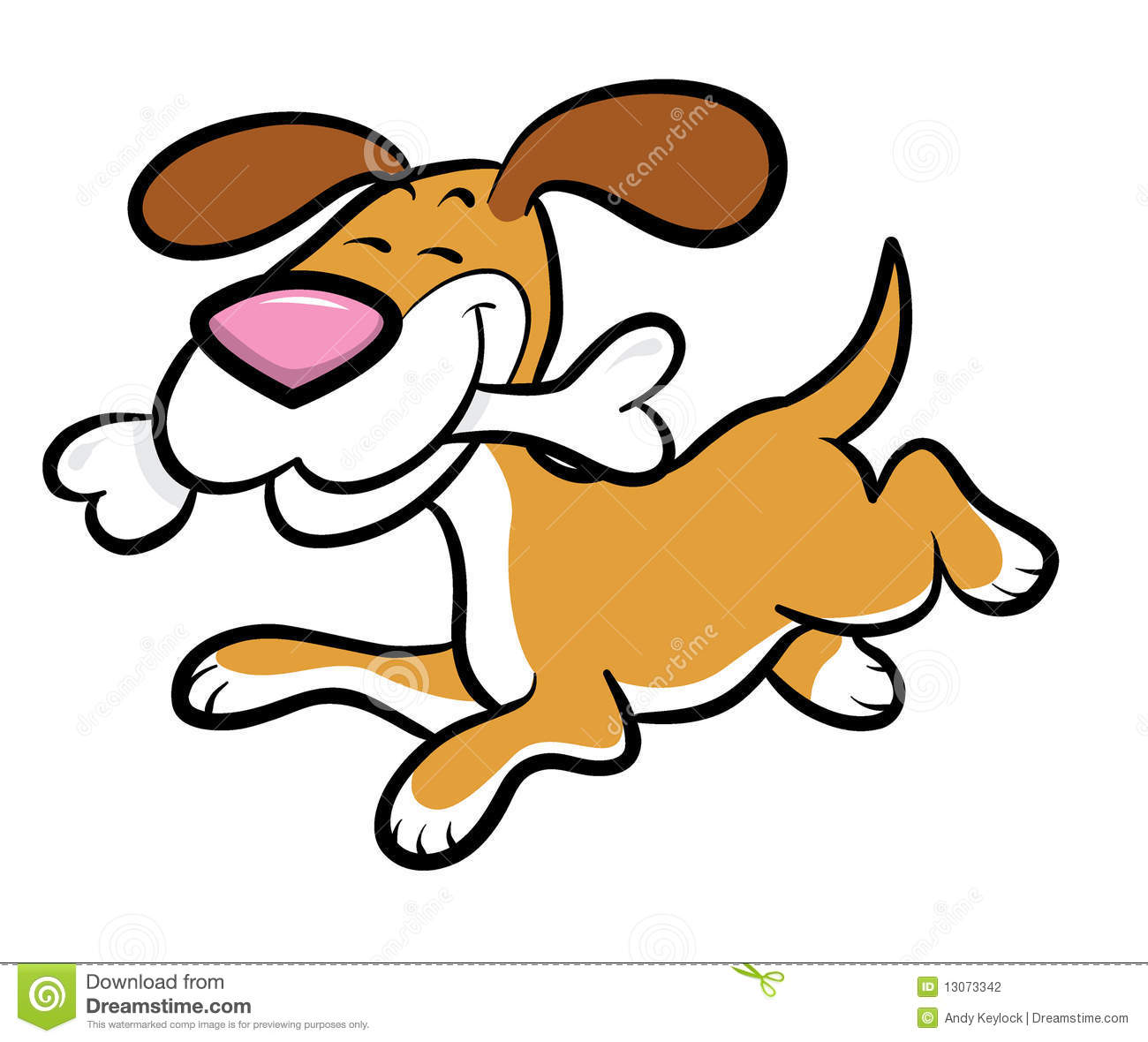 Cartoon Dog Running With Bone Stock Photography   Image  13073342