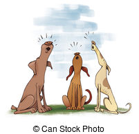 Drie Huilend Honden Stock Illustratie