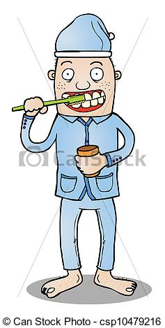 Vector Clip Art Of Toothbrushing Before Go To Bed   Represent A