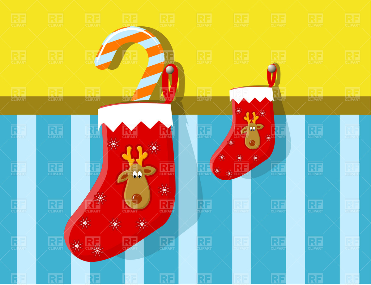 Christmas Festive Stocking With Reindeer And Candy Cane 1818 Holiday