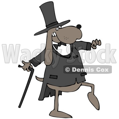 Clipart Illustration Of A Brown Gentleman Dog In A Tux And Top Hat