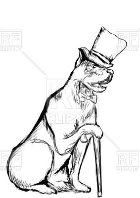Gentleman Dog With Top Hat And Walking Stick 96209 Download Royalty