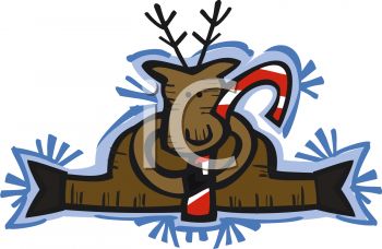 Reindeer Holding A Candy Cane   Royalty Free Clipart Picture