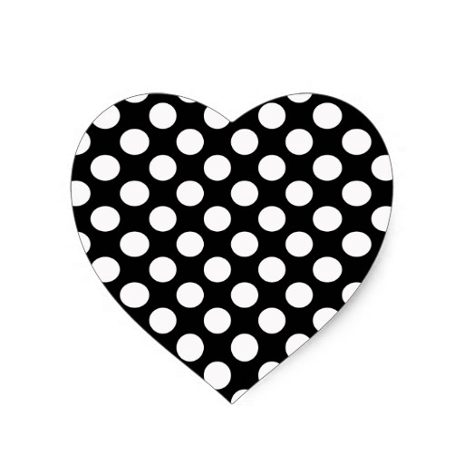 Black And White Polka Dot Pattern Spotty Heart Sticker   Zazzle