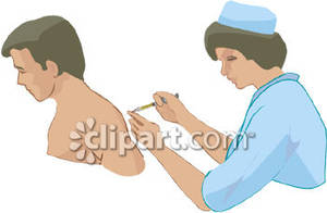 Nurse Giving A Man An Injection Royalty Free Clipart Picture
