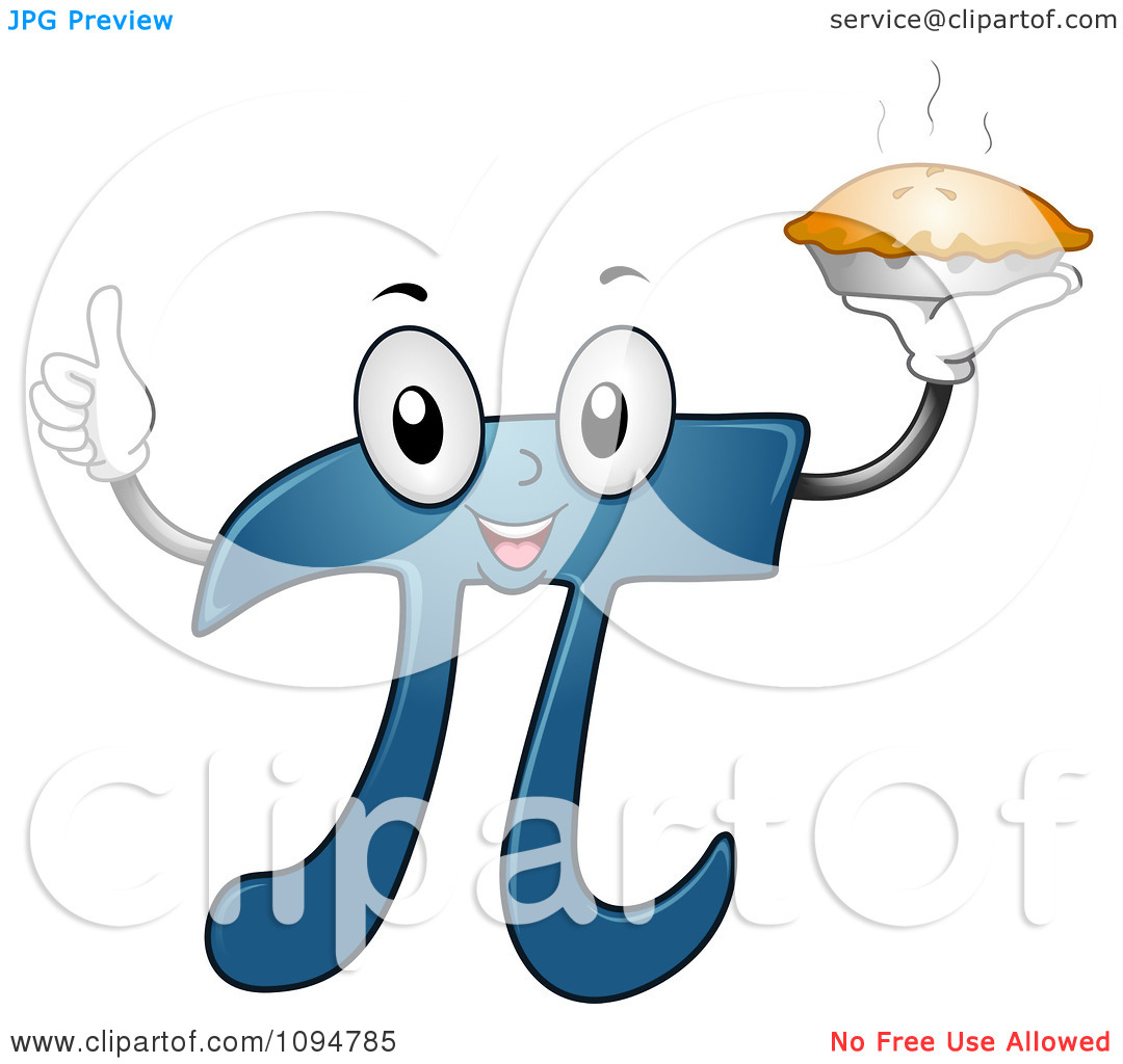 Clipart Happy Pi Character Holding A Pie And Thumb Up   Royalty Free
