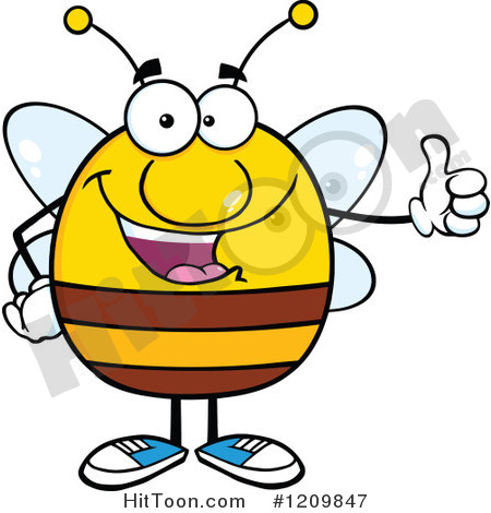 Happy Bee Holding A Thumb Up   Royalty Free Vector Clipart  1209847