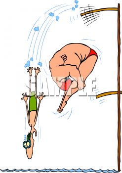 Skinny Guy And Fat Guy Jumping Off Diving Boards Clipart Image Jpg