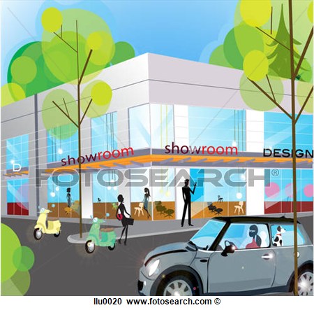 Of A Design Showroom On A Busy City Corner Llu0020   Search Clipart