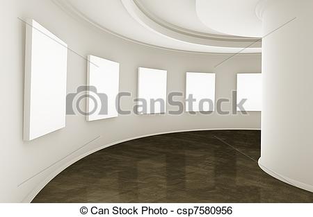 Stock Illustration Of Showroom Or Gallery   3d Empty Showroom With