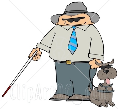10756 Blind Man With A Cane And Guide Dog Clipart Illustration Jpg