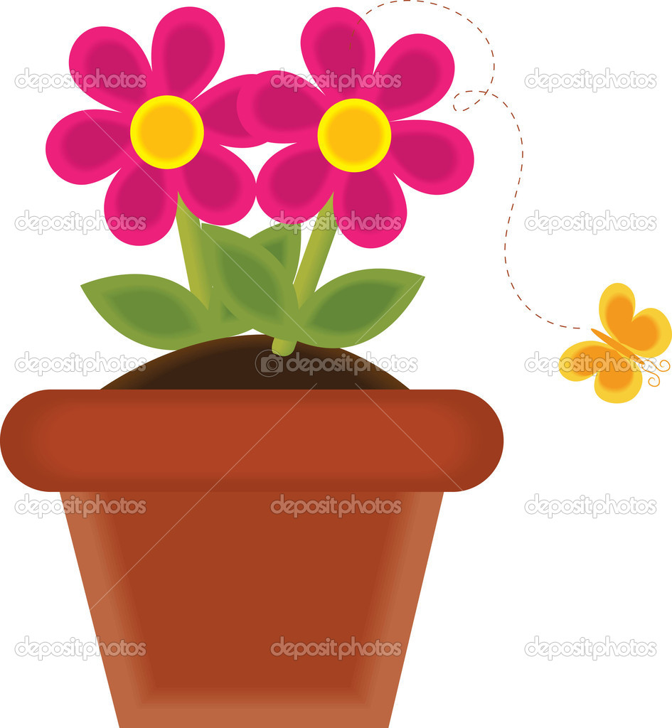Art Illustration Of A Spring Flower Growing In A Pot   Stock Image