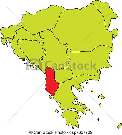 Eps Vectors Of Balkans   Vector Map Of Balkan Peninsula With Albania