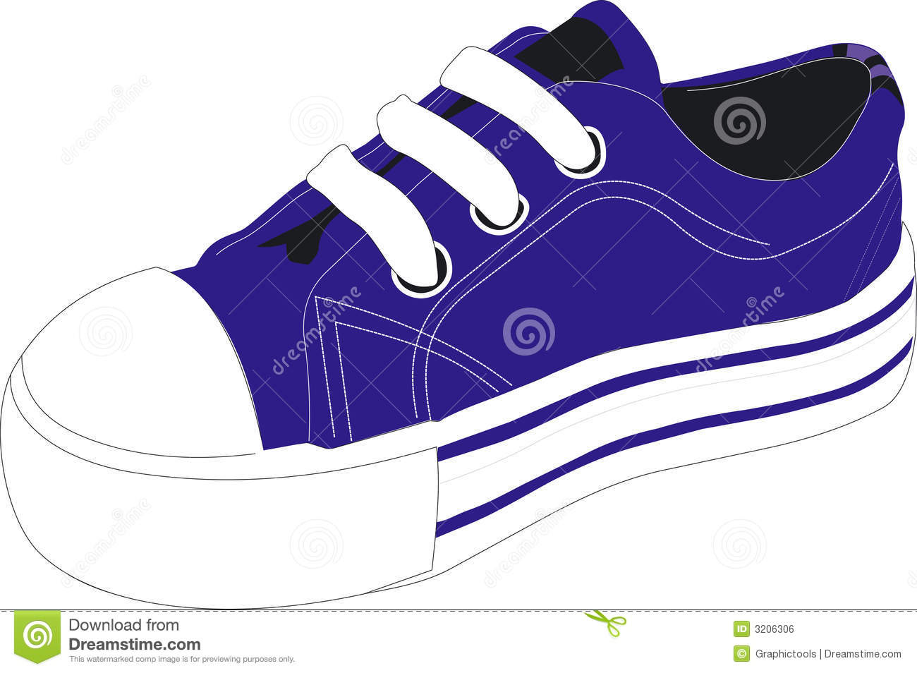 Blue Canvas Sneaker Tennis Or Athletic Shoe Isolated On A White