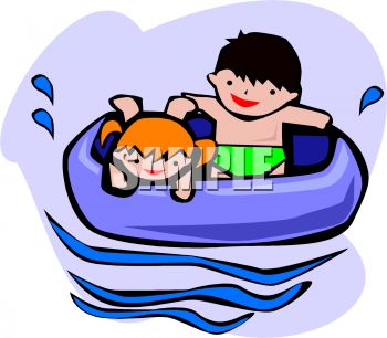 Royalty Free Clipart Image  Kids In An Inner Tube In A Pool