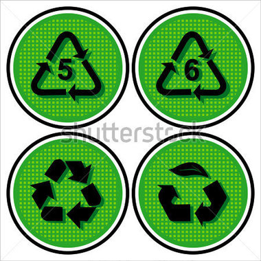 Set Of Recyclable Materials For Waste Management Packaging Pet