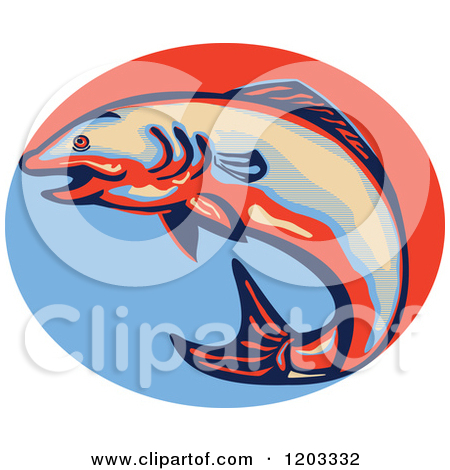 Clipart Chum Salmon Fish With And Without Fishing Wire Royalty Free