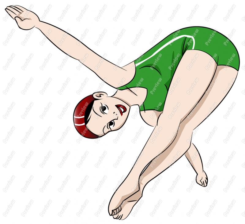 Woman Diving Character Clip Art   Royalty Free Clipart   Vector