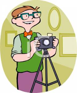 Clip Art Image  A Nerdy Guy With A Camera On A Tripod