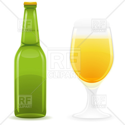 Green Beer Bottle And Glass With Beer Download Royalty Free Vector